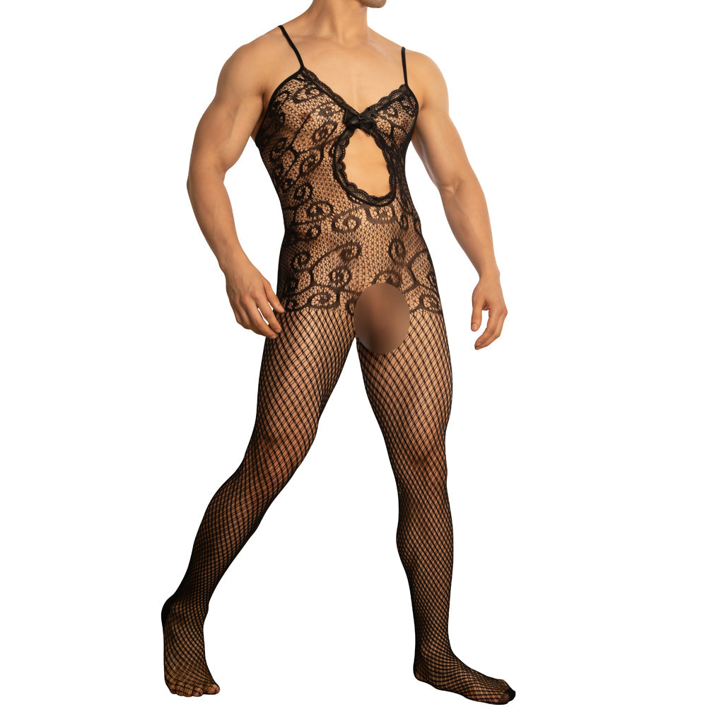 JCSTK - Unisex OY-MP159 Lingerie Crocheted Fishnet Bodystocking with K