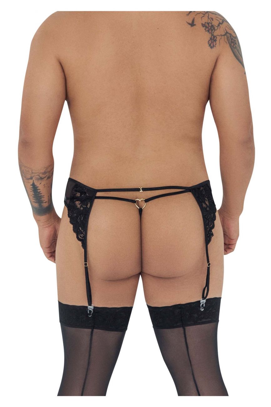 JCSTK - CandyMan 99589X Lace Garter G-String Black Plus Sizes