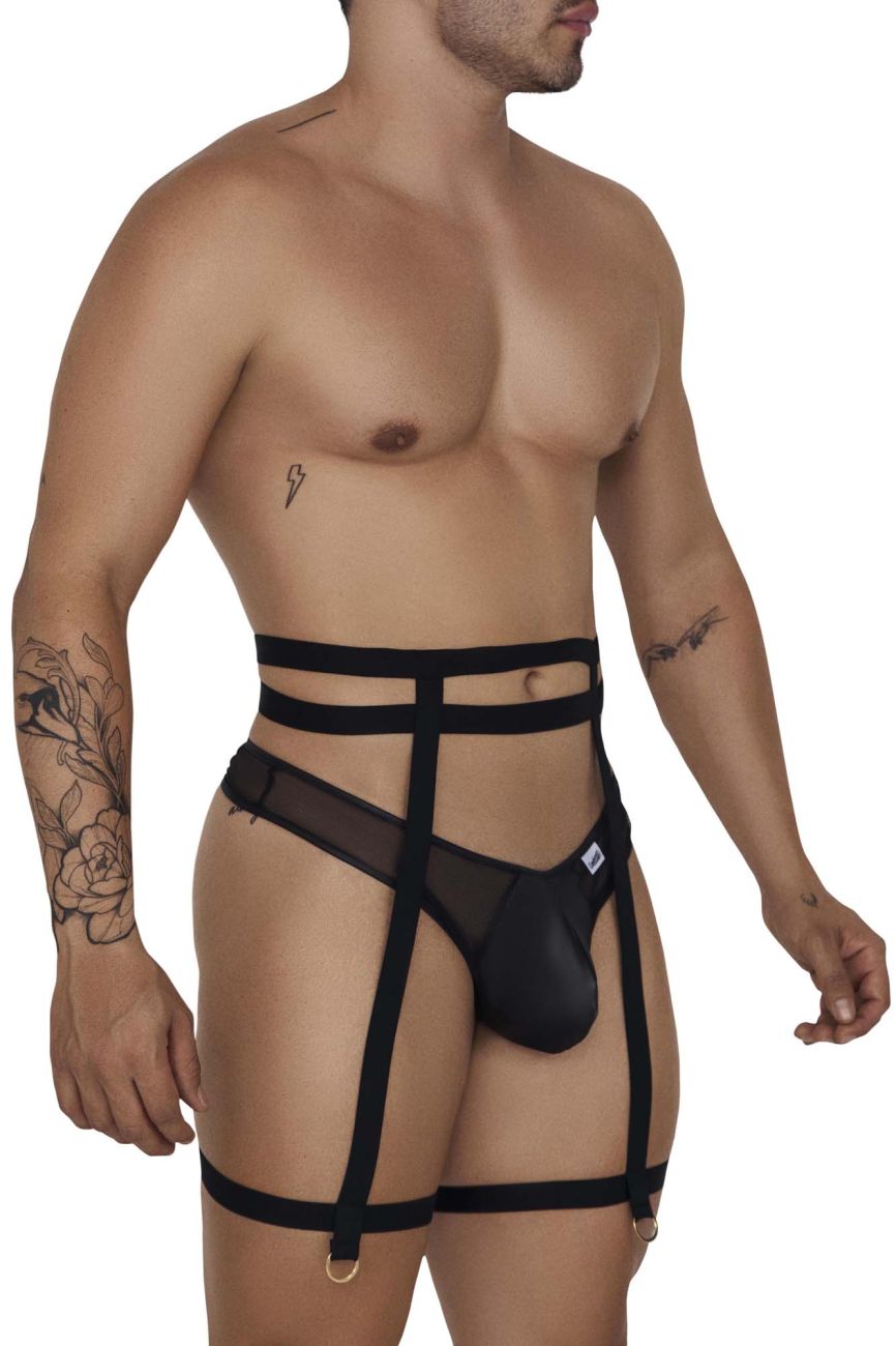 JCSTK - CandyMan 99677 Garter Thongs Two Piece Set Black