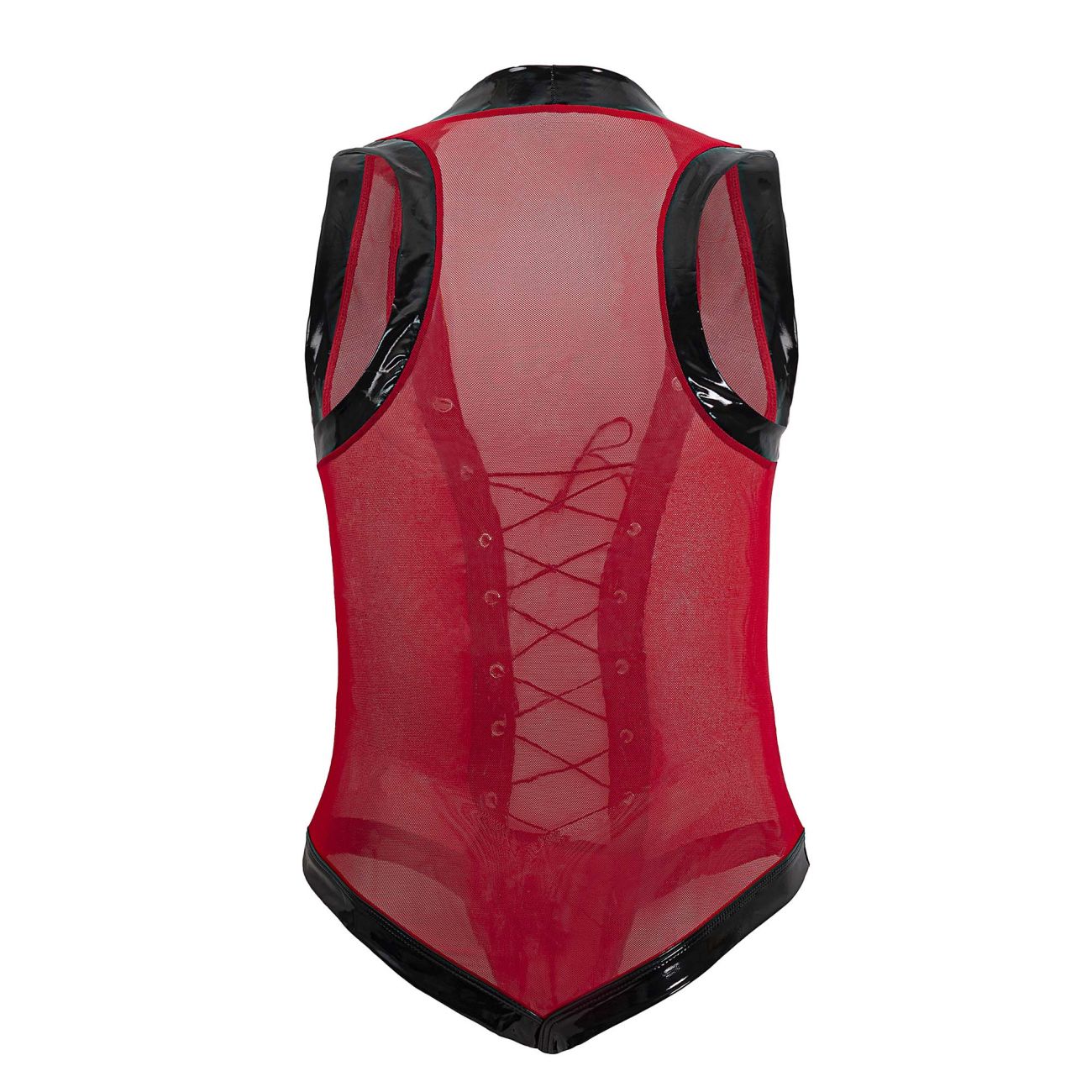 CandyMan 99774 Gladiator Bodysuit with Lace Up Front Red