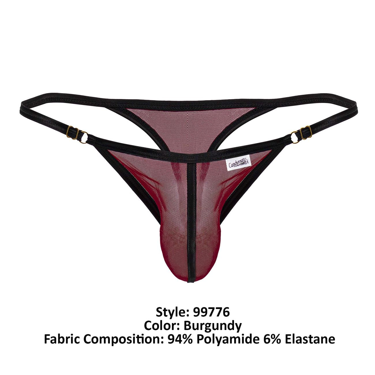 CandyMan 99776 Mesh Thongs Burgundy