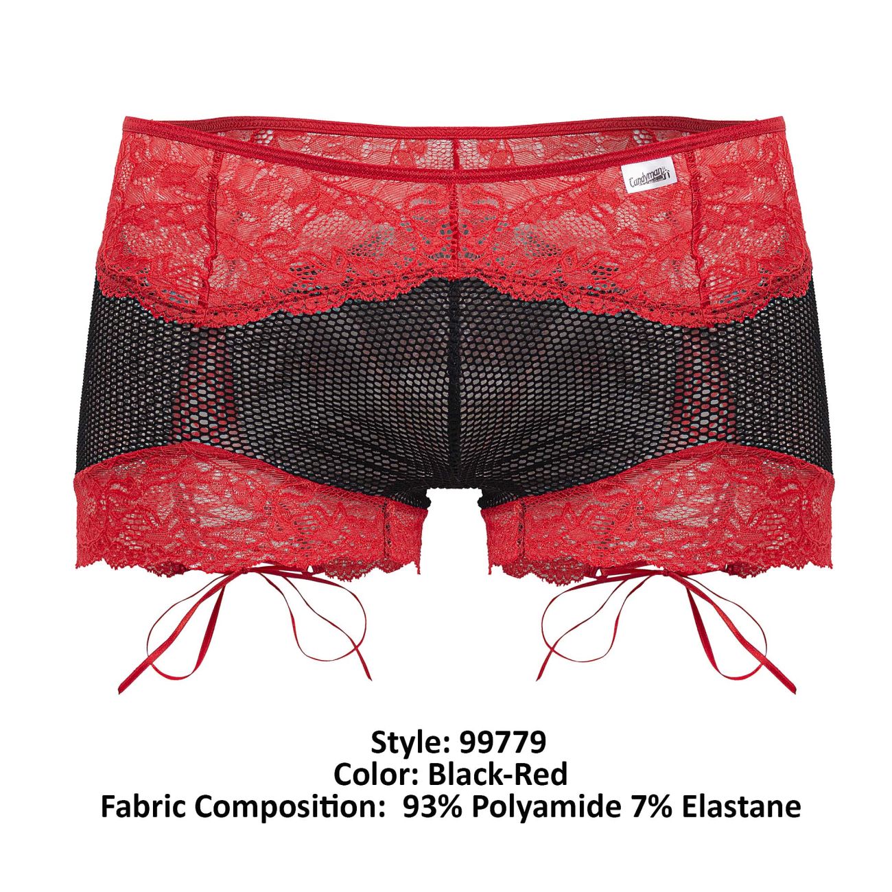 CandyMan 99779 Mesh Lace Trunks Black-Red