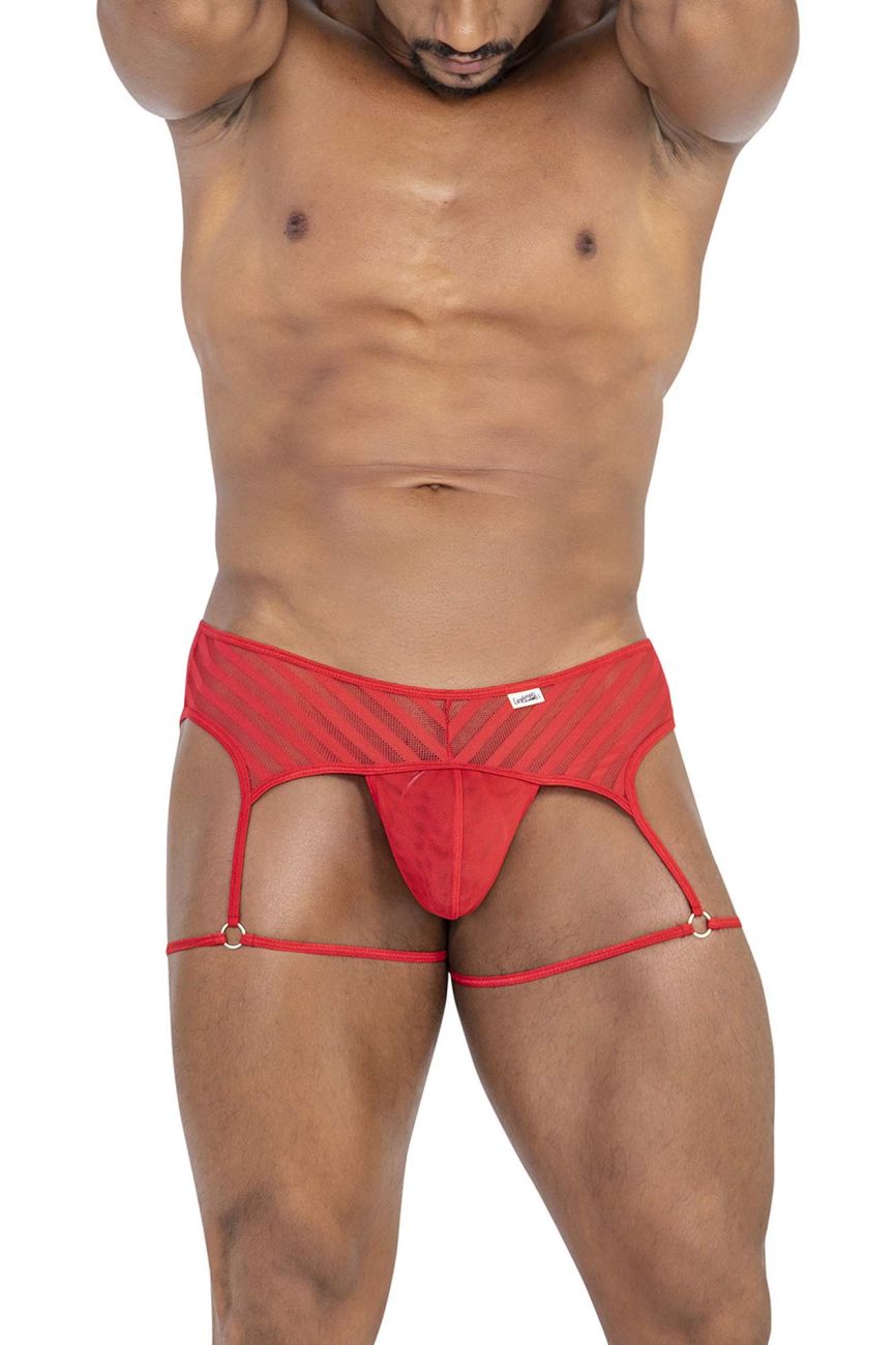 CandyMan 99792 Mesh Garter Thongs Red