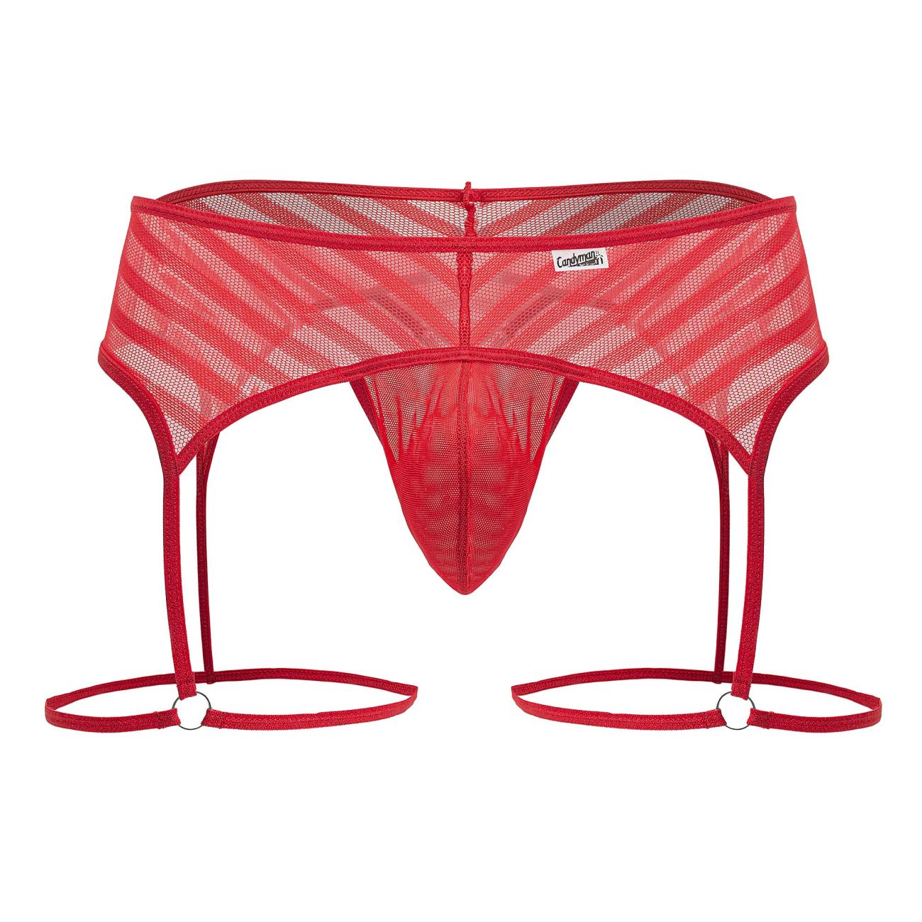 CandyMan 99792 Mesh Garter Thongs Red