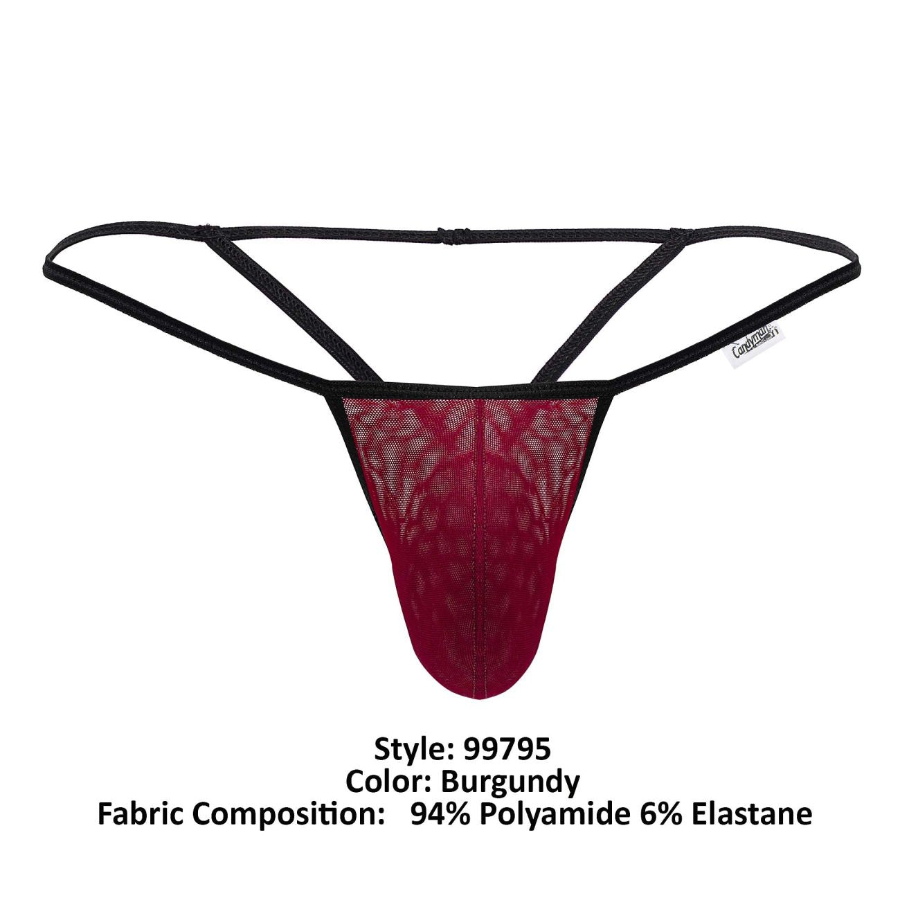 CandyMan 99795 Mesh G-String Thongs Burgundy