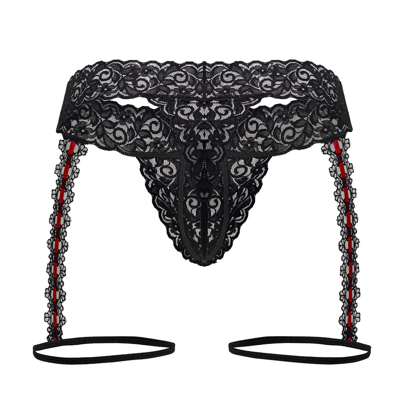 CandyMan 99803 Lace Garter Thongs Black