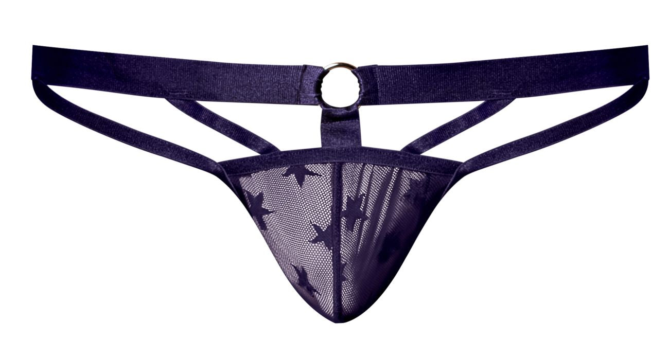 Male Power 416-291 Love Star Thong with Ring Black