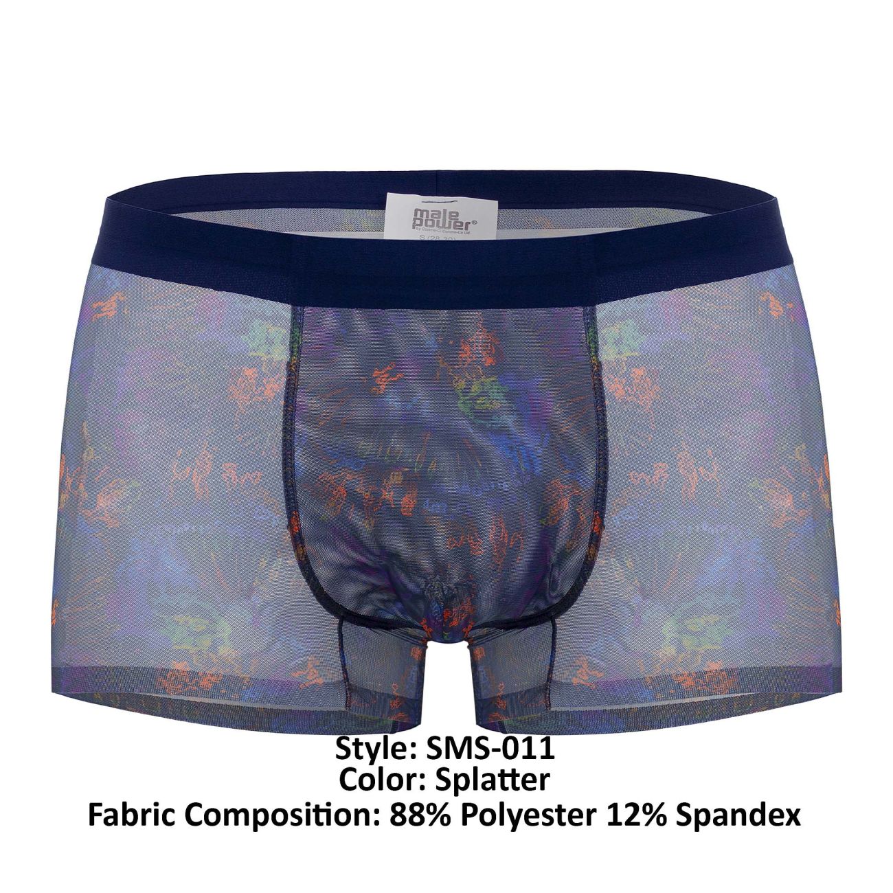 Male Power SMS-011 Sheer Prints Seamless Short Splatter