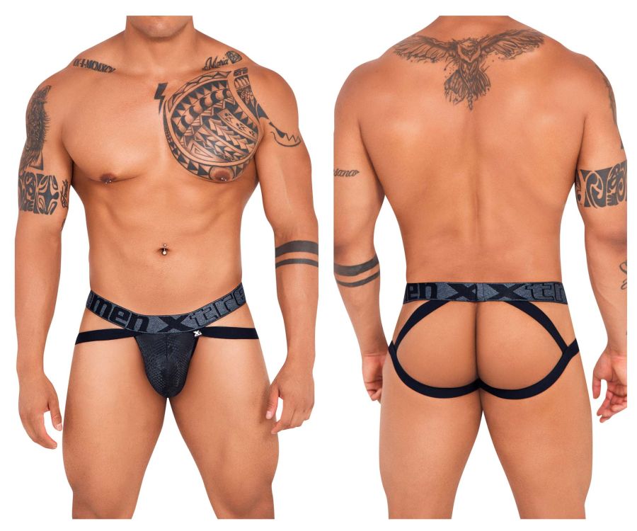 Xtremen 91128 Snake print Jockstrap Black