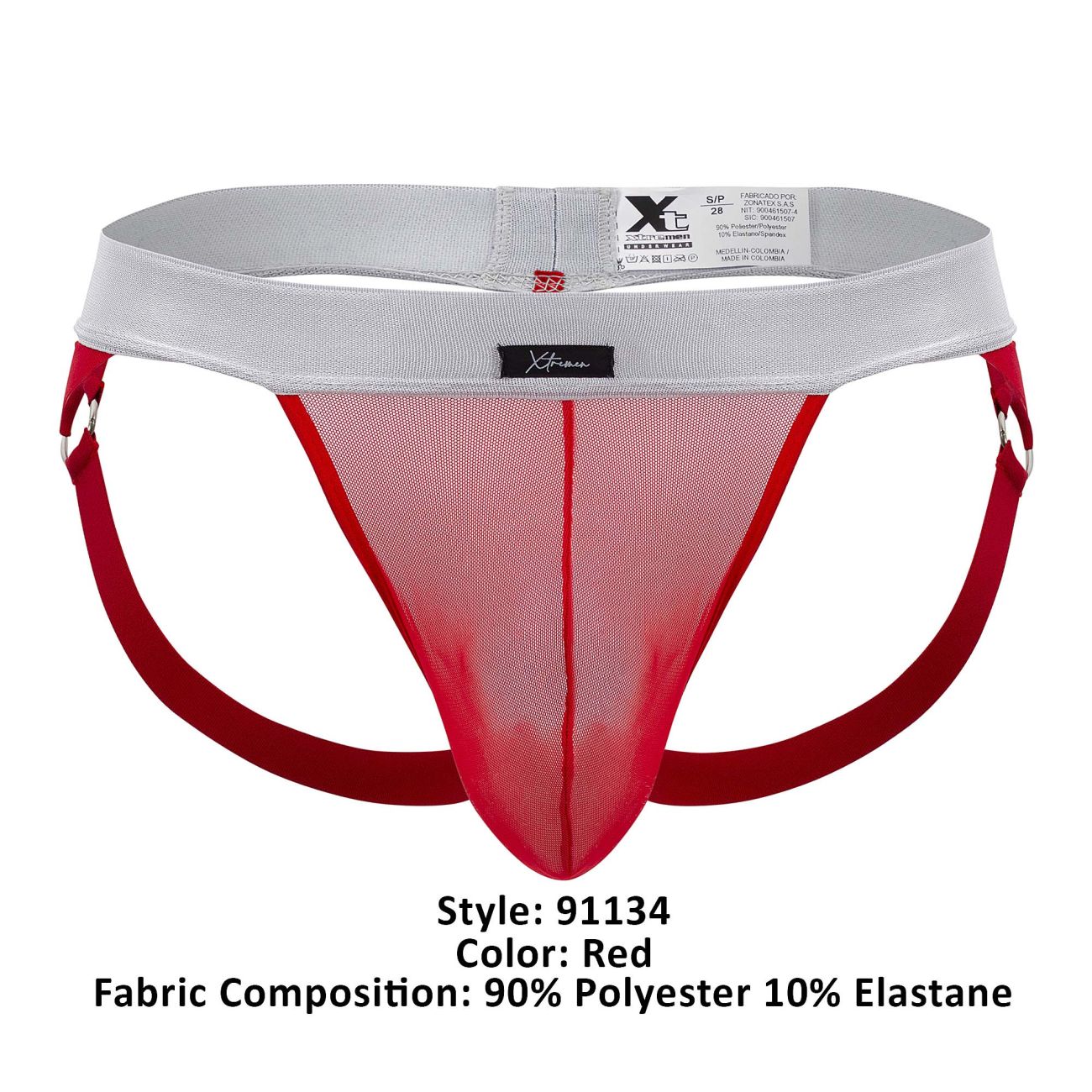 Xtremen 91134 Stylish Mesh Jockstrap Red