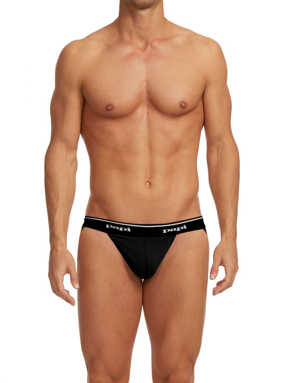 Papi 705910-962 3PK 1X1 Rib Jockstrap Black-Charcoal-Gray