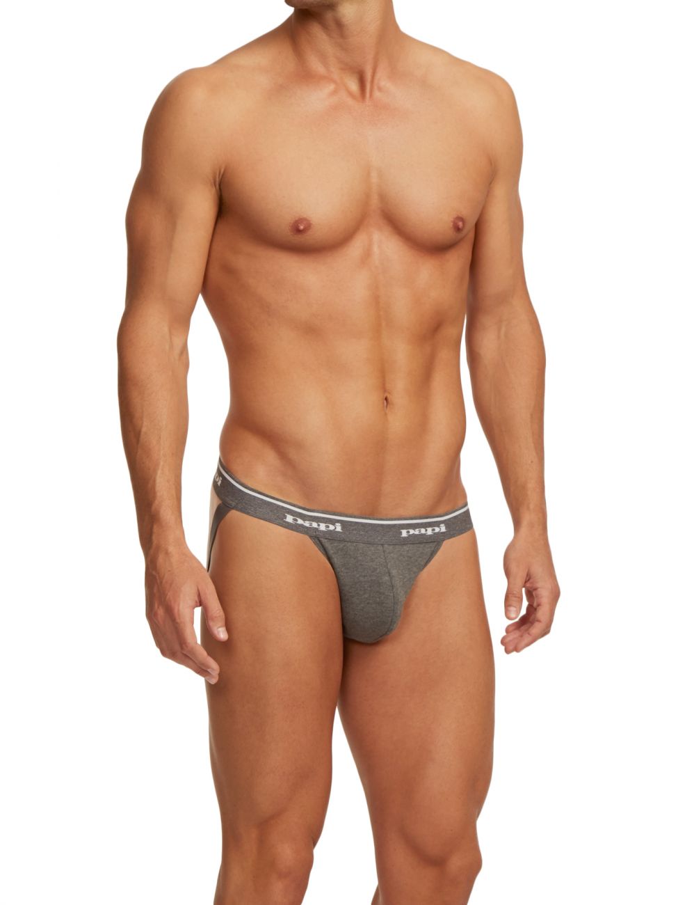 Papi 705910-962 3PK 1X1 Rib Jockstrap Black-Charcoal-Gray