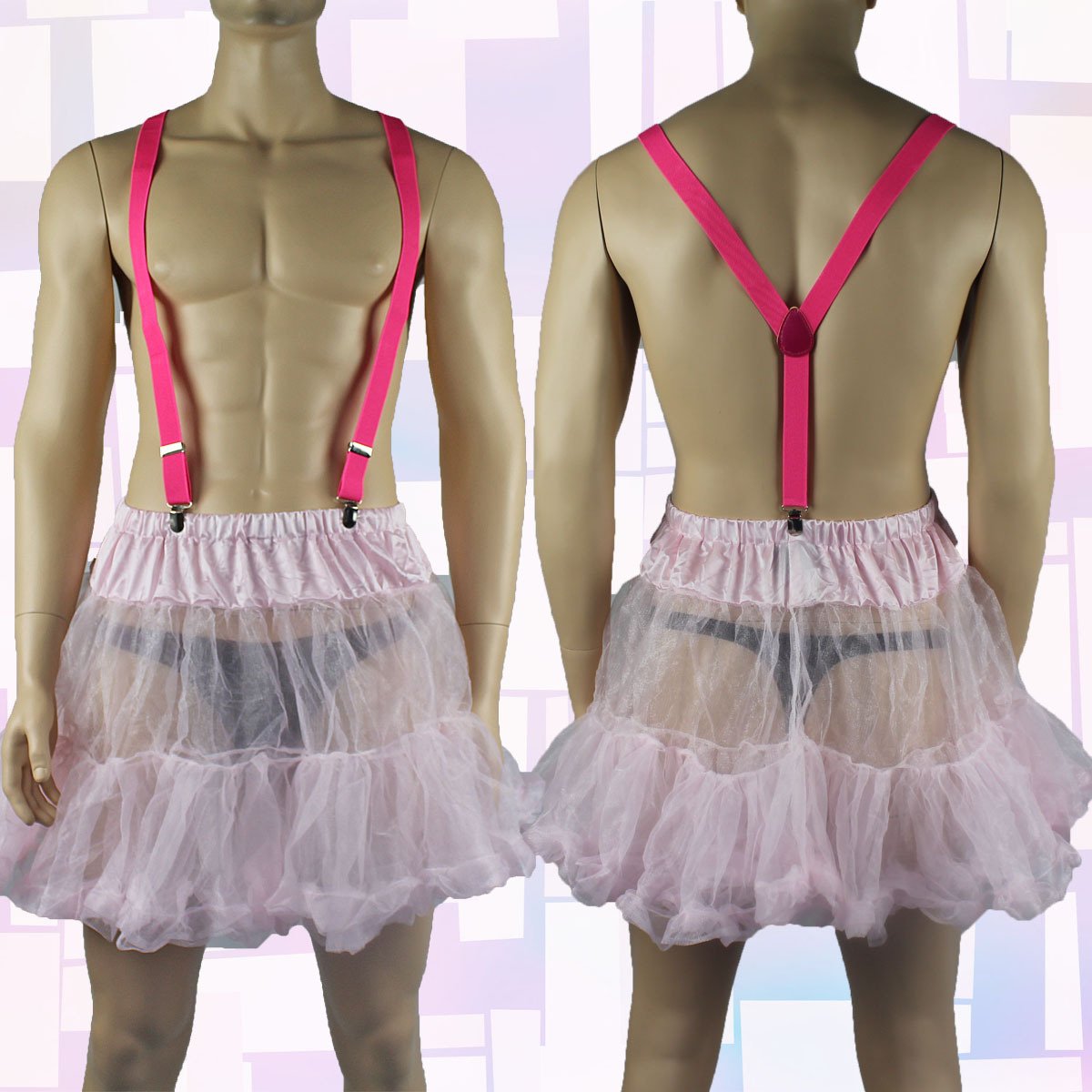 Mens and Ladies Frilled Mini Petticoat Skirt Pink