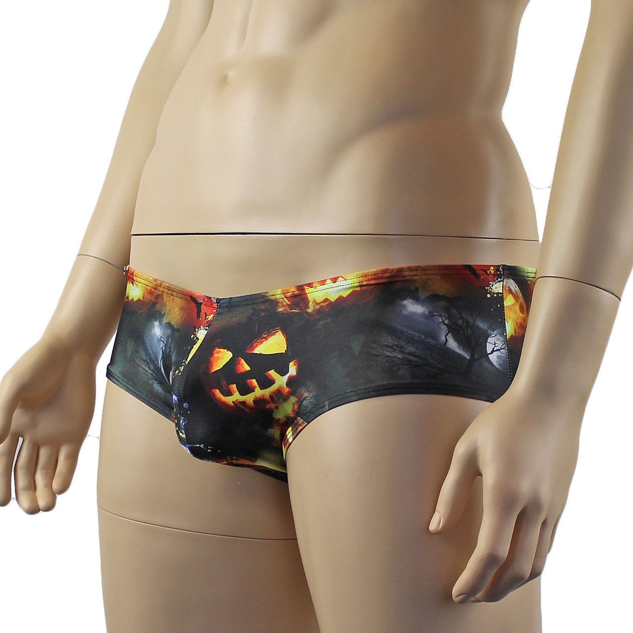 Mens Halloween Fire Breathing Pumpkins and Witches Mini Boxer Briefs