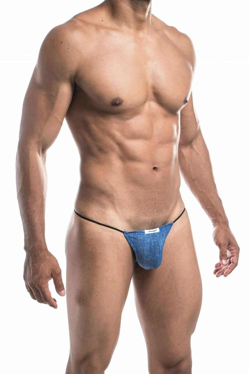 Mens Denim Look Mini Pouch G string Blue