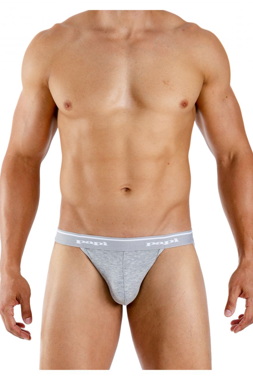 Papi 705910-962 3PK 1X1 Rib Jockstrap Black-Charcoal-Gray