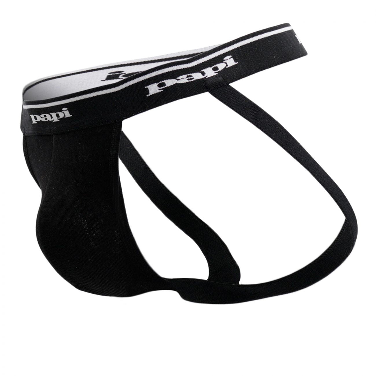 Papi 705910-962 3PK 1X1 Rib Jockstrap Black-Charcoal-Gray