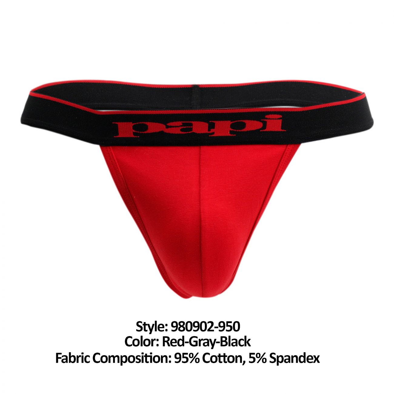 papi Stylish Brazilian Solid and Print Trunks (3-Pack of Men's Underwear),  Red/Grey/Black, Medium - Yahoo Shopping