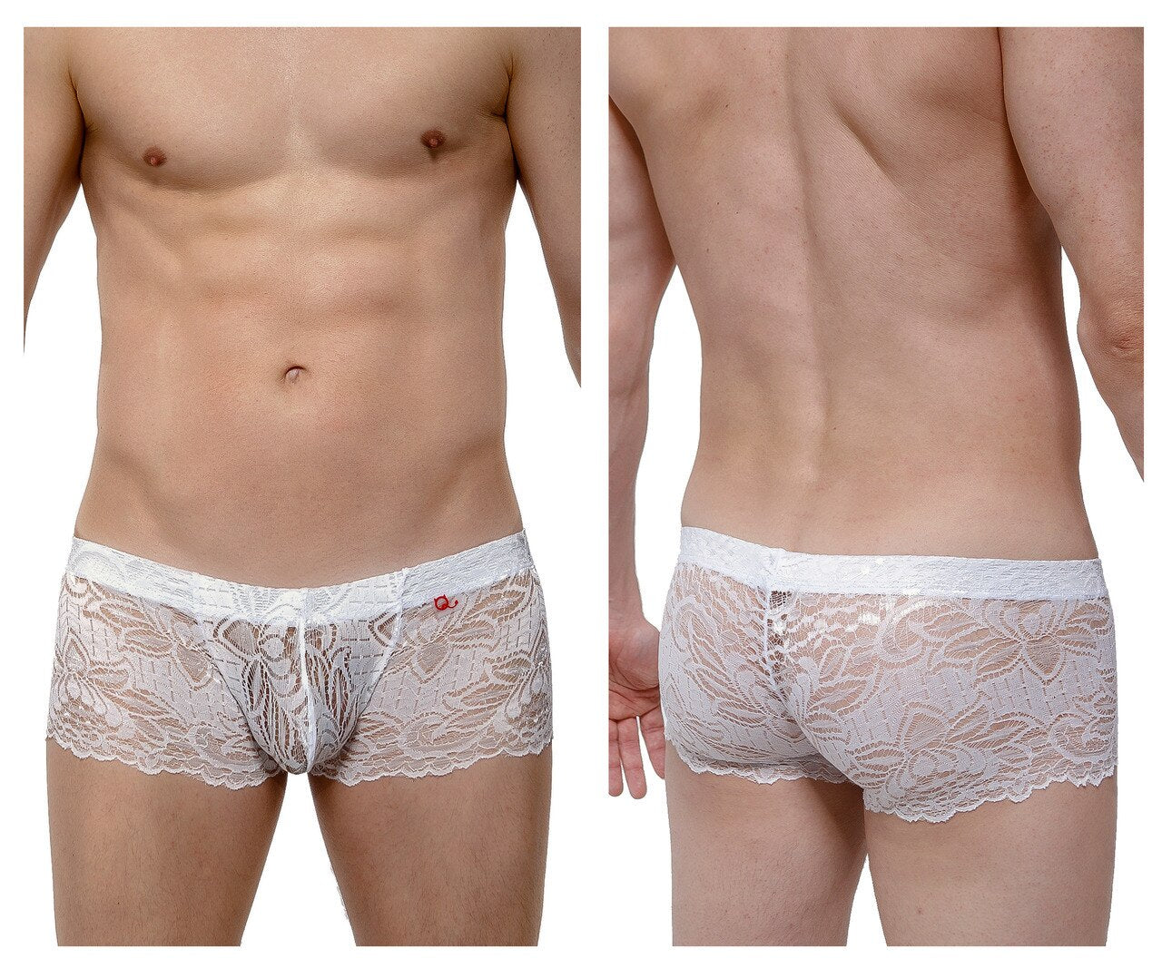 Mens Soft Lace Boxer Briefs White