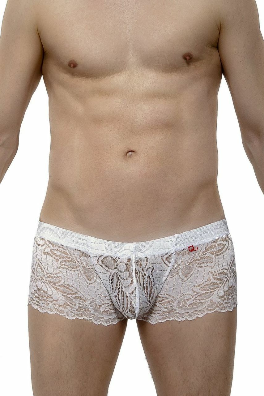 Mens Soft Lace Boxer Briefs White