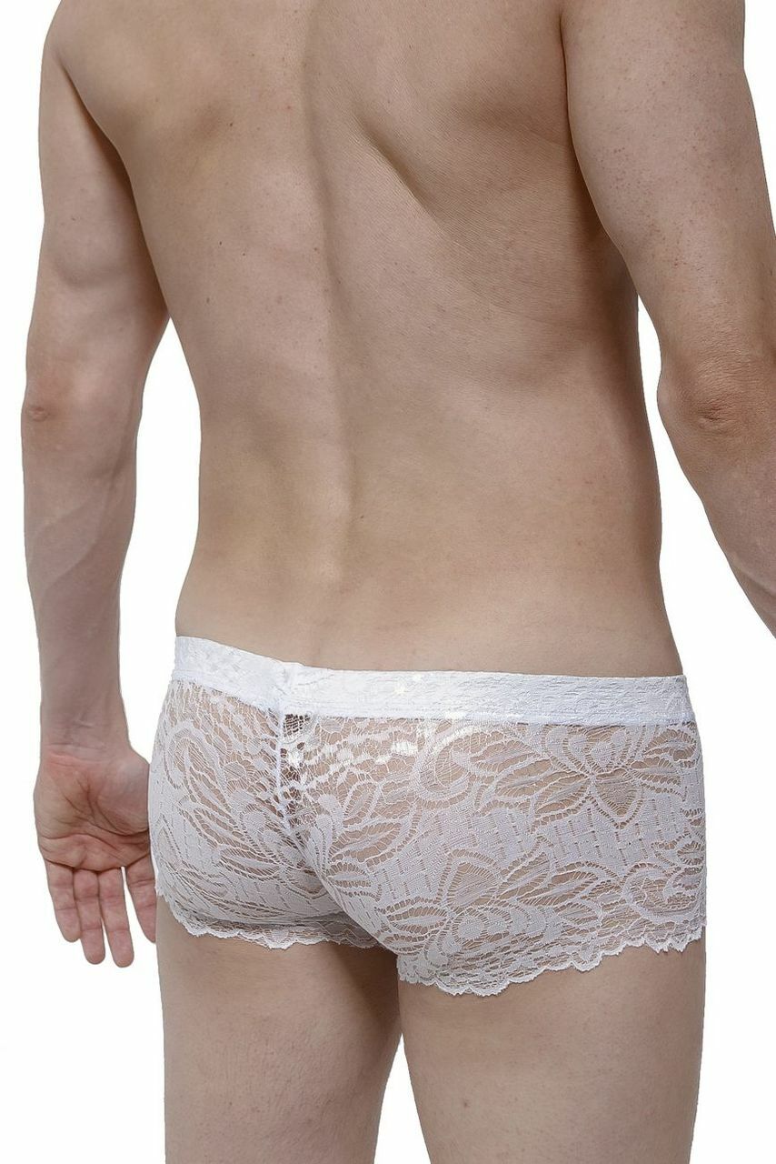 Mens Soft Lace Boxer Briefs White