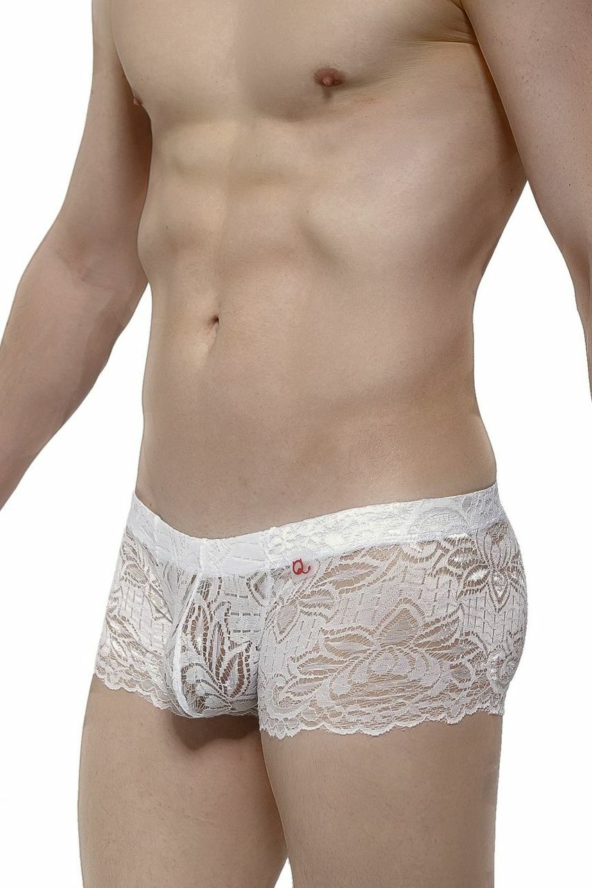 Mens Soft Lace Boxer Briefs White