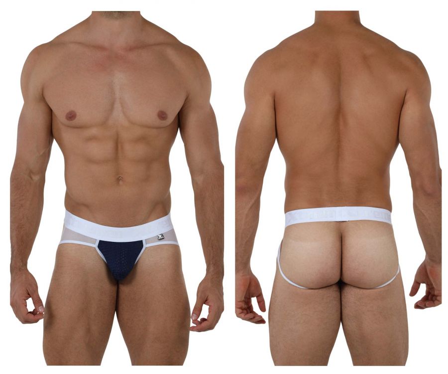 Xtremen 91078 Microfiber Jockstrap White with Navy