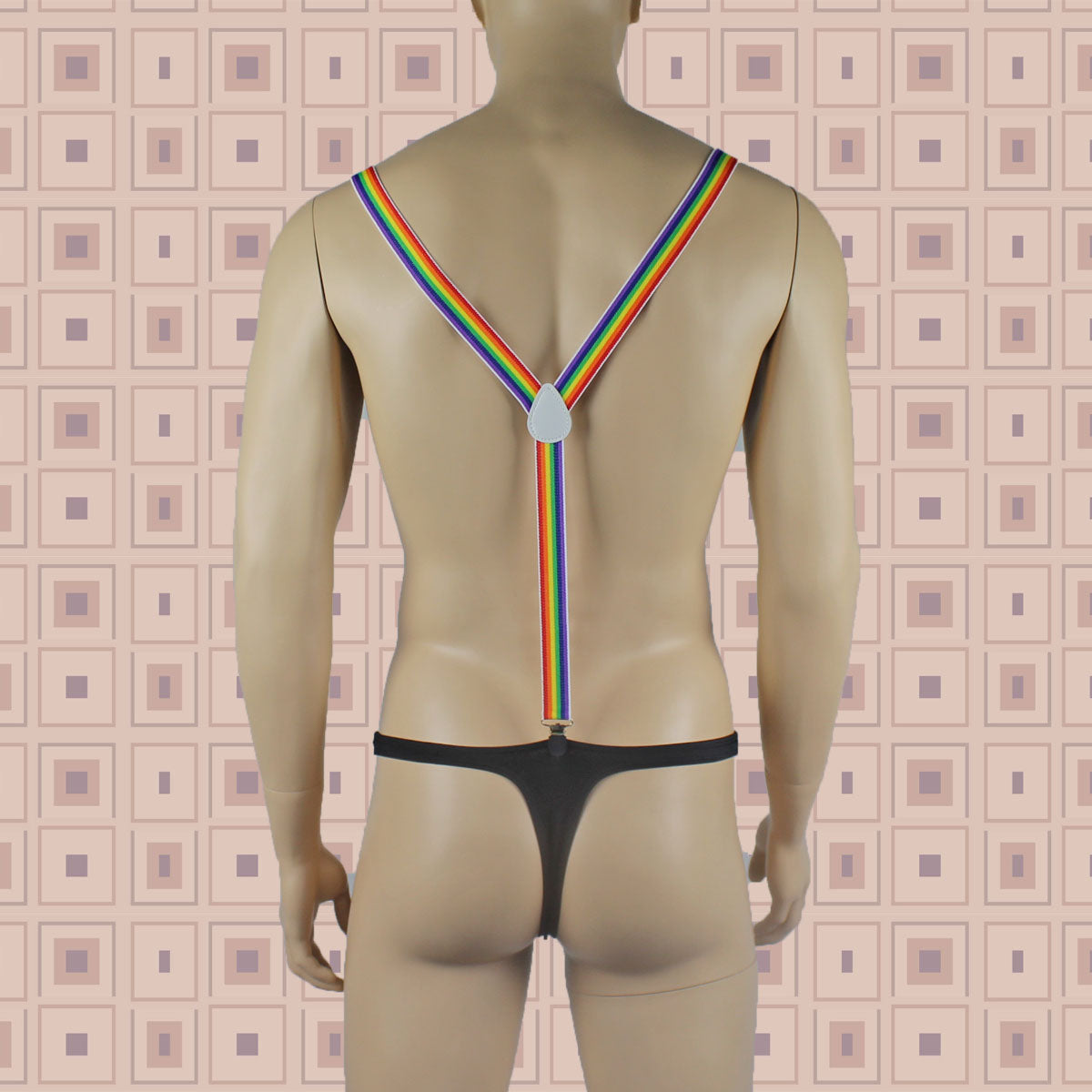 SALE - Stretch Elastic Clip on Suspender Braces Stripes Rainbow