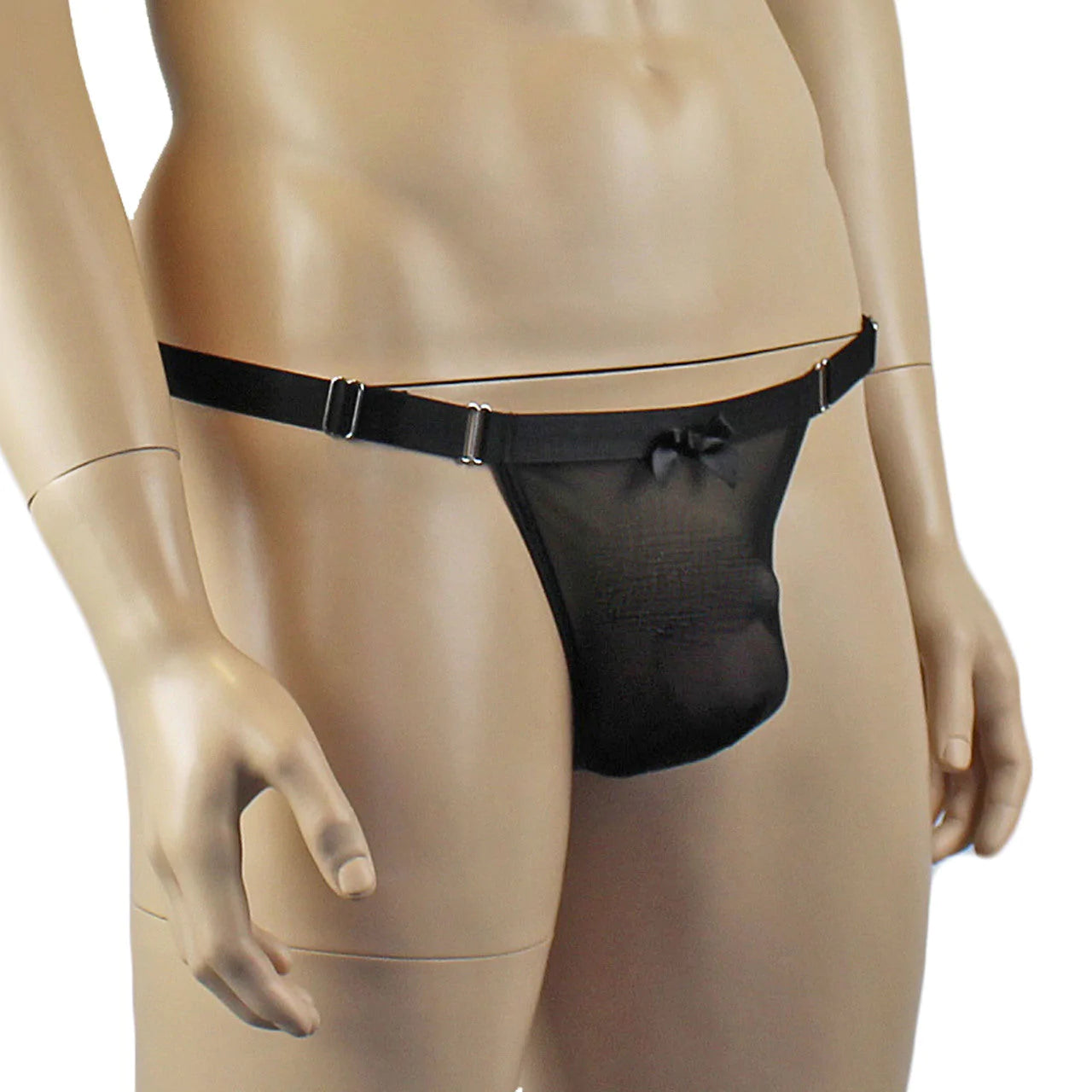 SALE - Mens Exotic Mesh G string with Adjustable Waist Strap Black