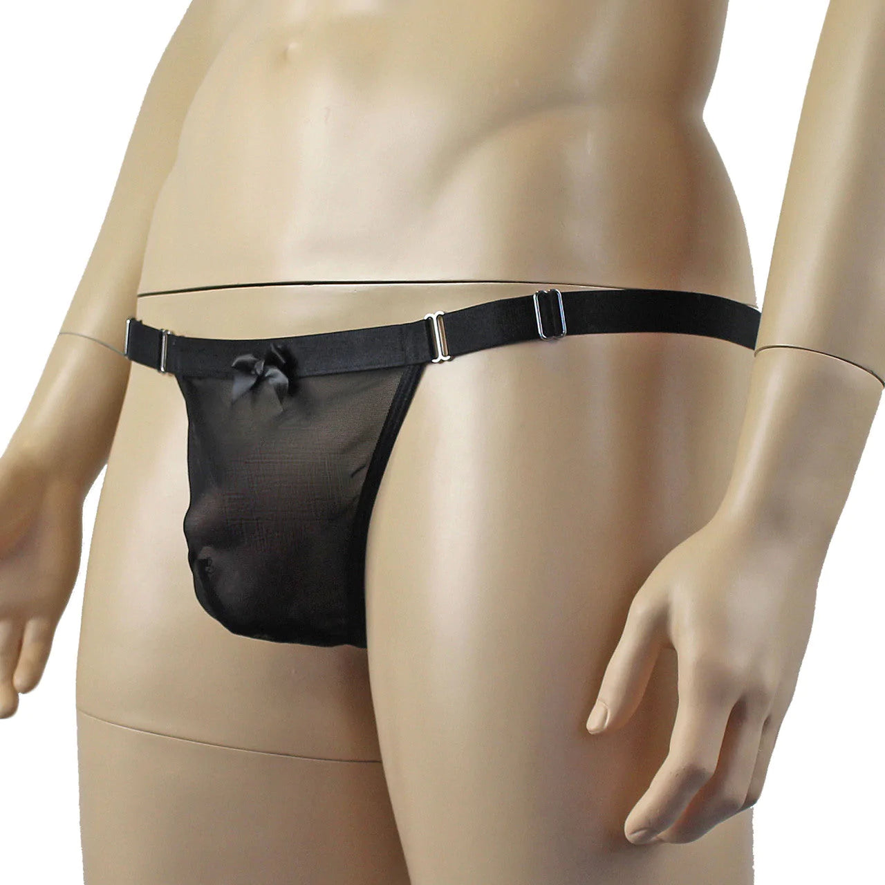 SALE - Mens Exotic Mesh G string with Adjustable Waist Strap Black