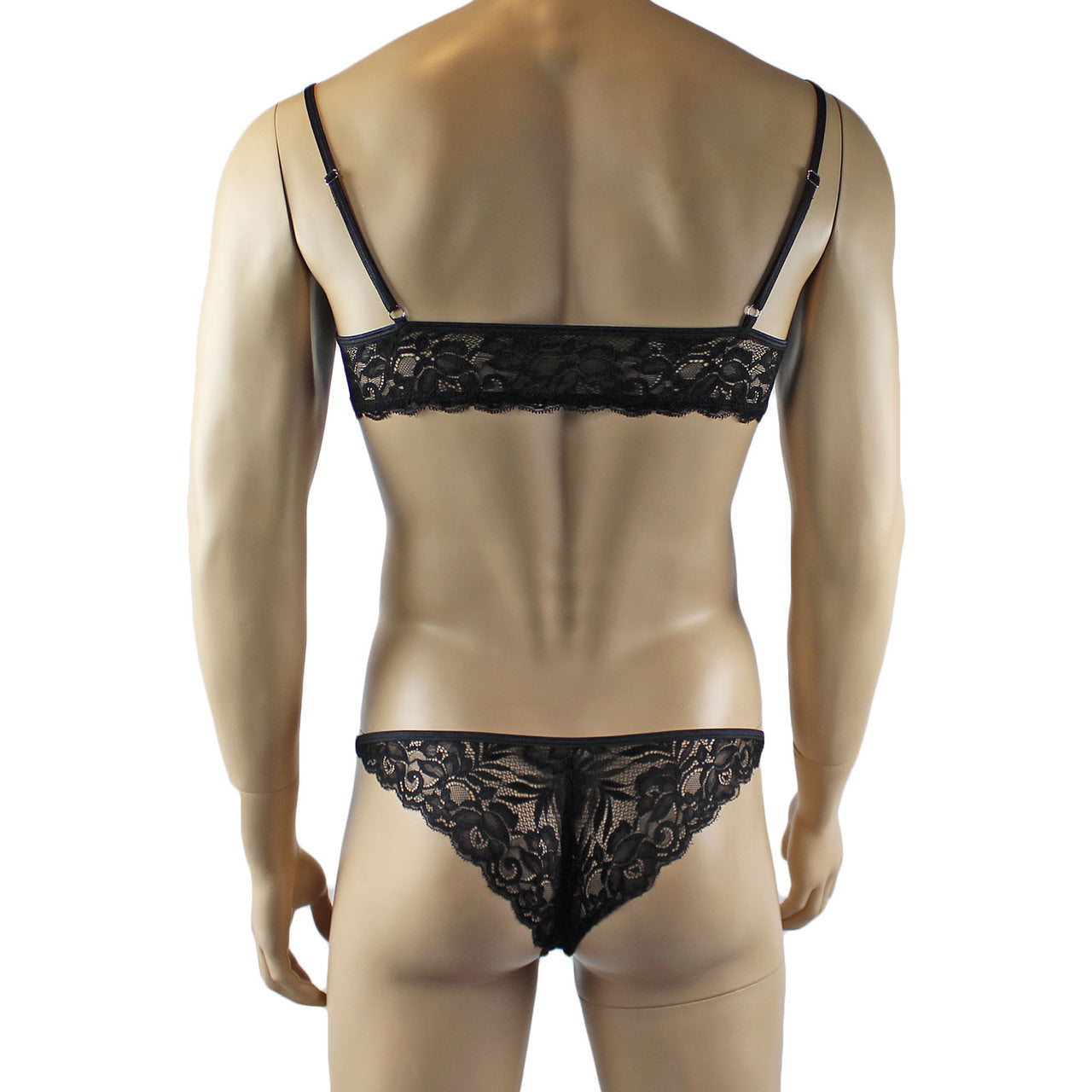 Mens Lingerie Bra Top and Bikini Brief (black plus other colours)