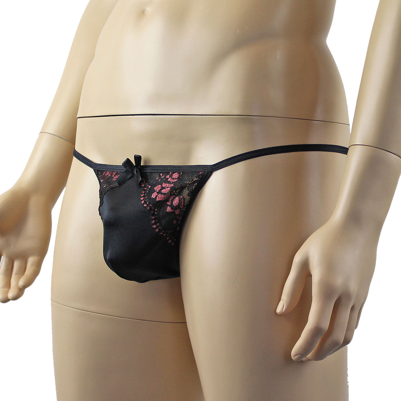 Mens Luxury Stretch G string with Lace Piece Front (black plus other colours)