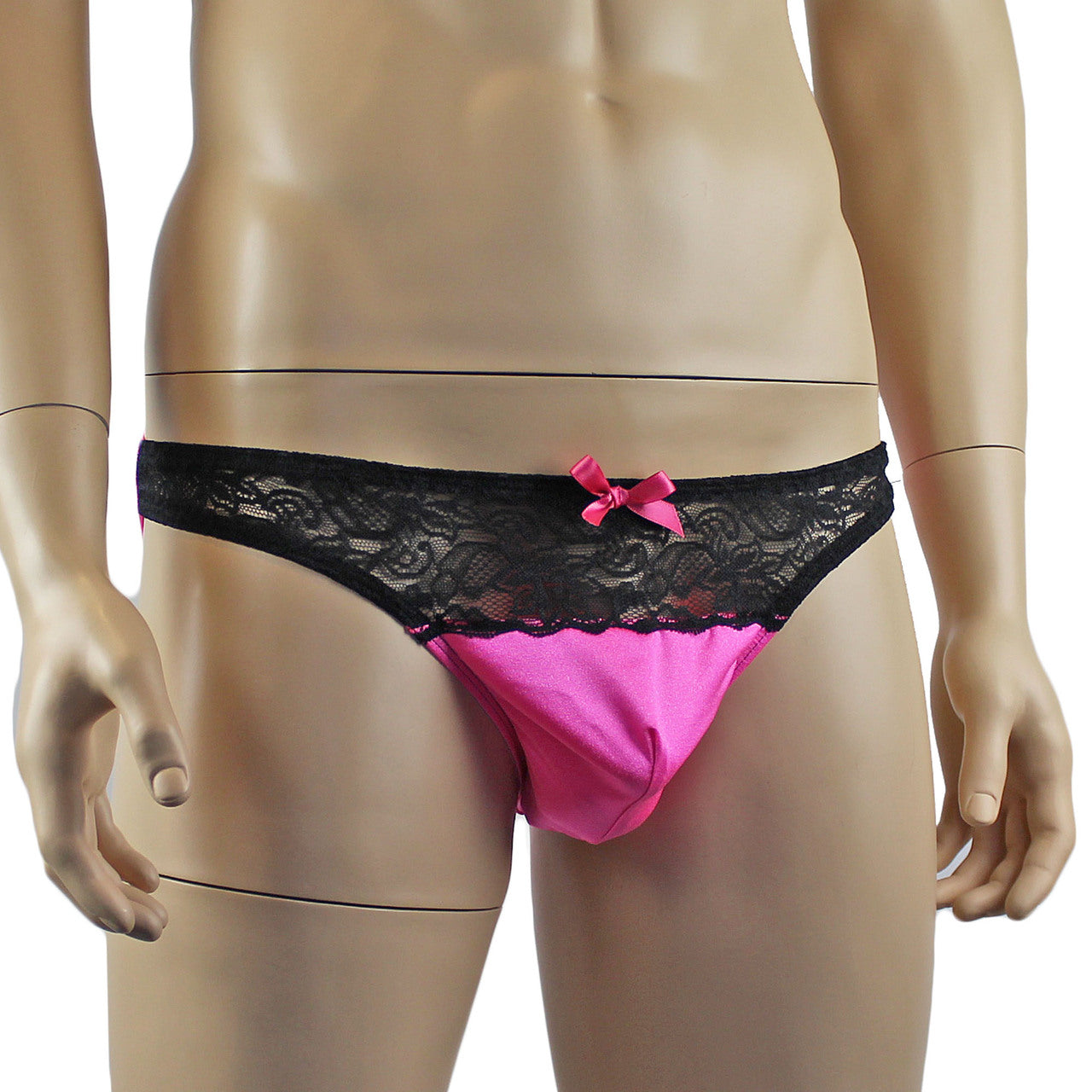 Mens Underwear Lacey Lovelies Classic Bikini Briefs Hot Pink and Black