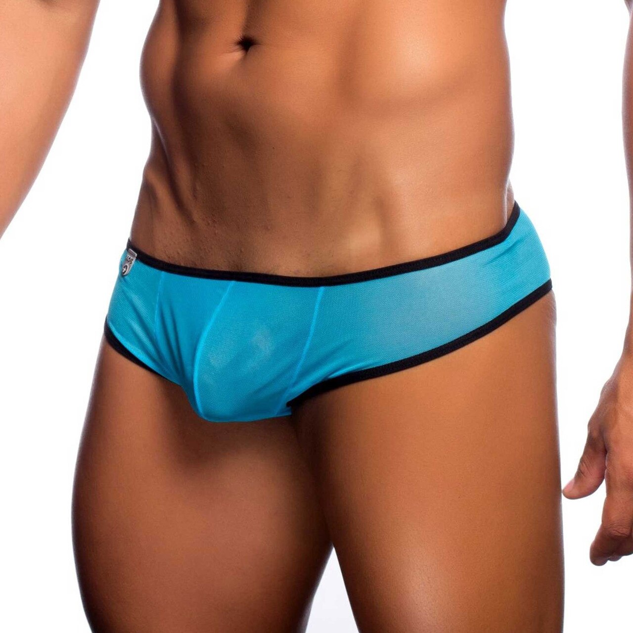 Mens Sheer Mesh Cheek Boxer Brief Turquoise