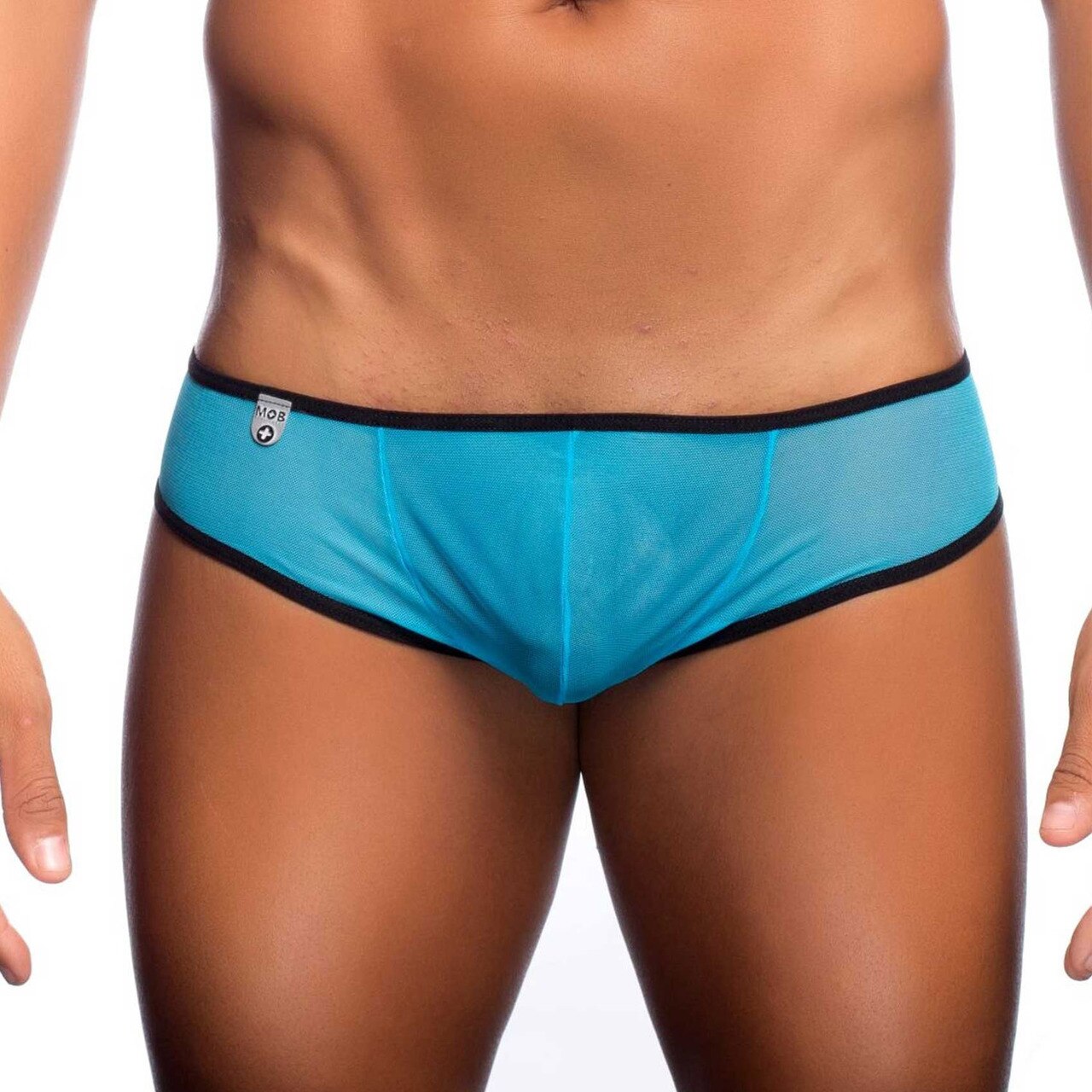 Mens Sheer Mesh Cheek Boxer Brief Turquoise