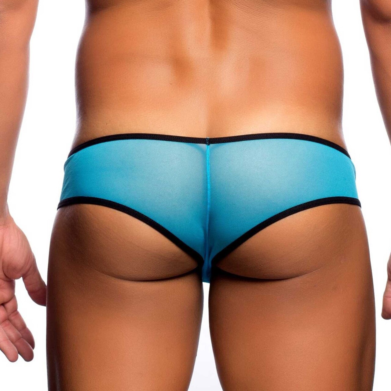 Mens Sheer Mesh Cheek Boxer Brief Turquoise