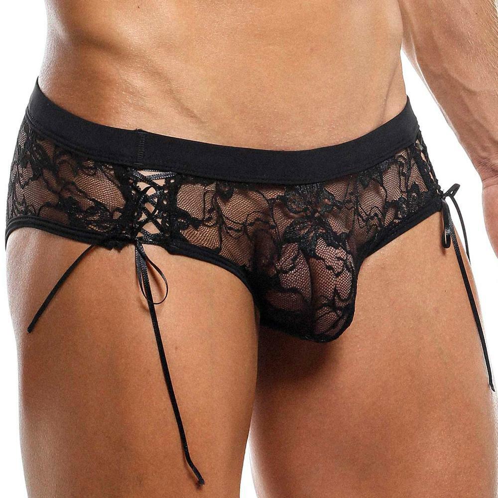 JCSTK - Secret Male SMI024 Lace Brief for Men with Lace-up Sides Underwear Black