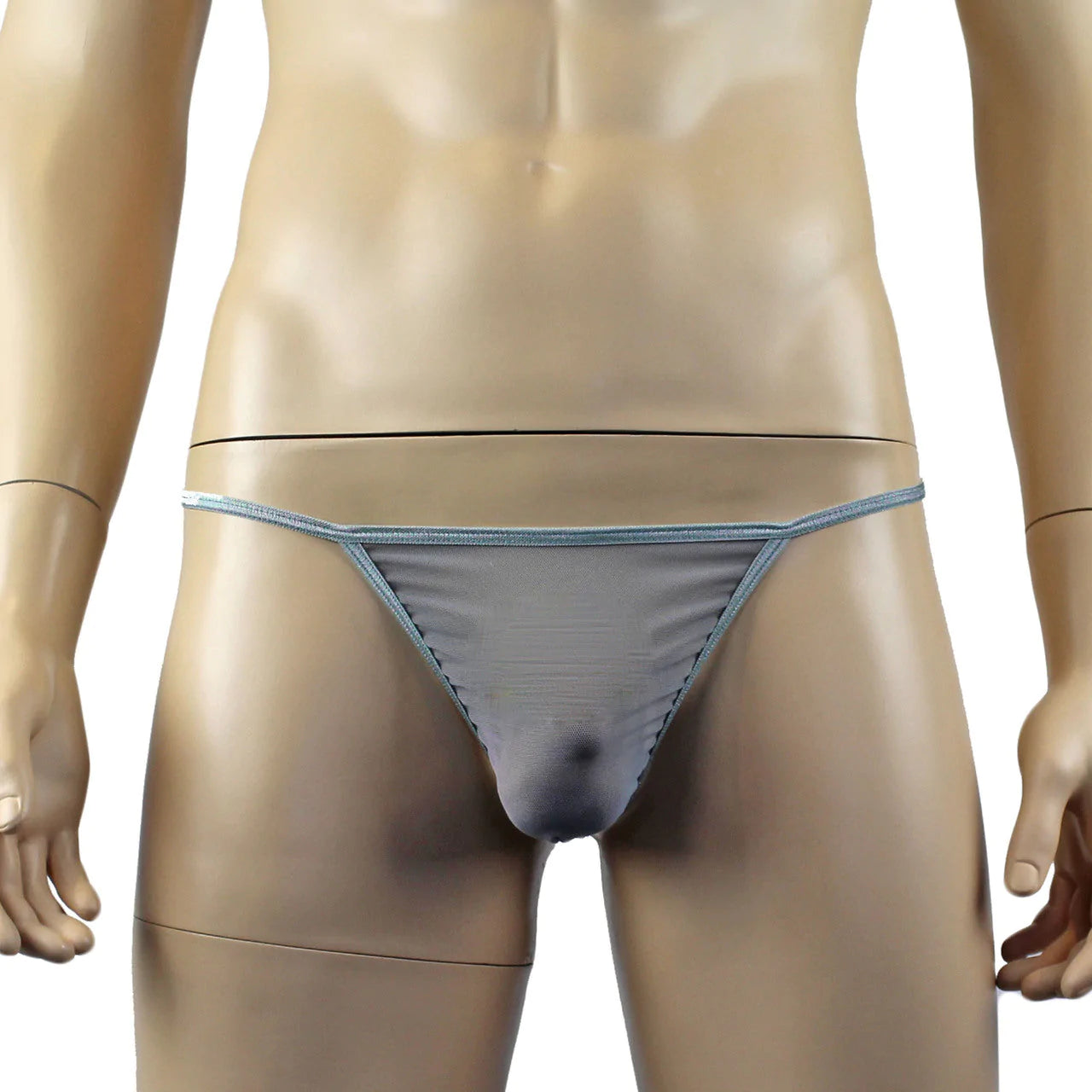 SALE - Mens Vicky See Through Sheer Mesh Pouch G string Grey